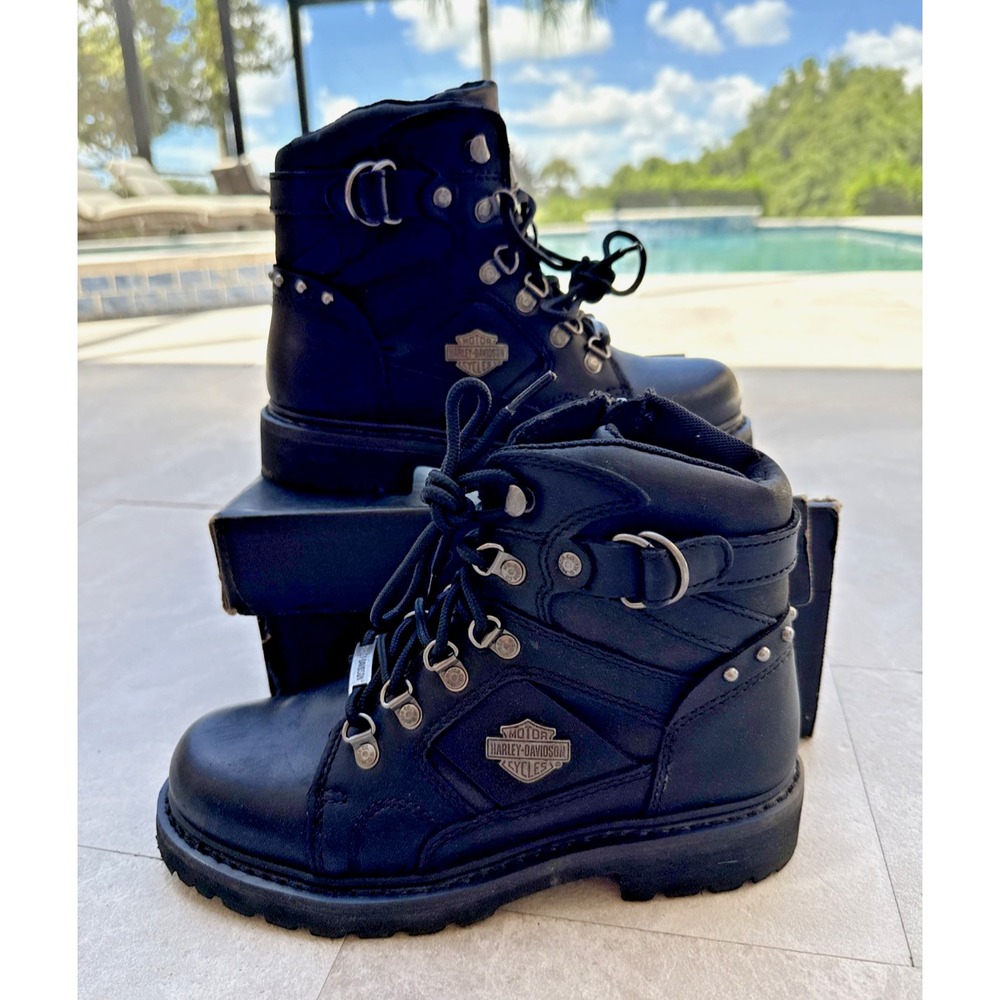 Harley-Davidson Motorcycle Boots ESTER Size 8M Lace Up Zip Side Biker